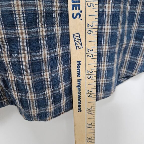 VTG WOOLRICH Shirt Men's 2XL Blue Brown Plaid Long Sleeve Button Up See Pics - Picture 7 of 10